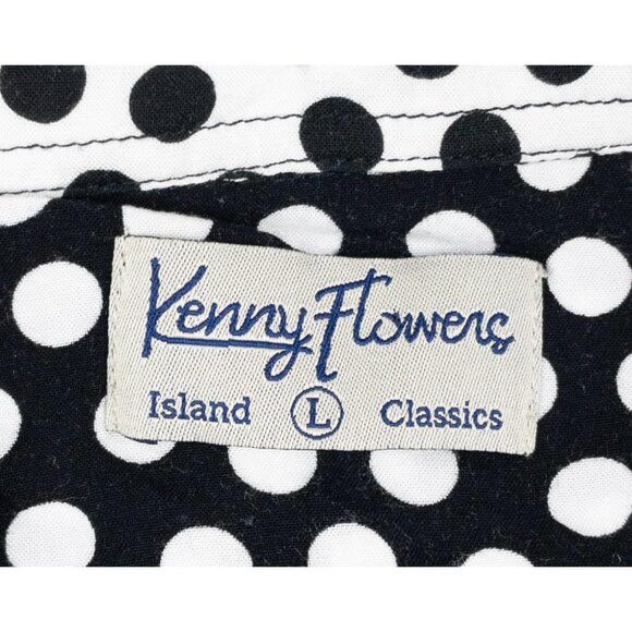 Kenny Flowers Polka Dot Aloha Shirt Men's Large Rayon Button-Up Island Classics - Picture 3 of 13